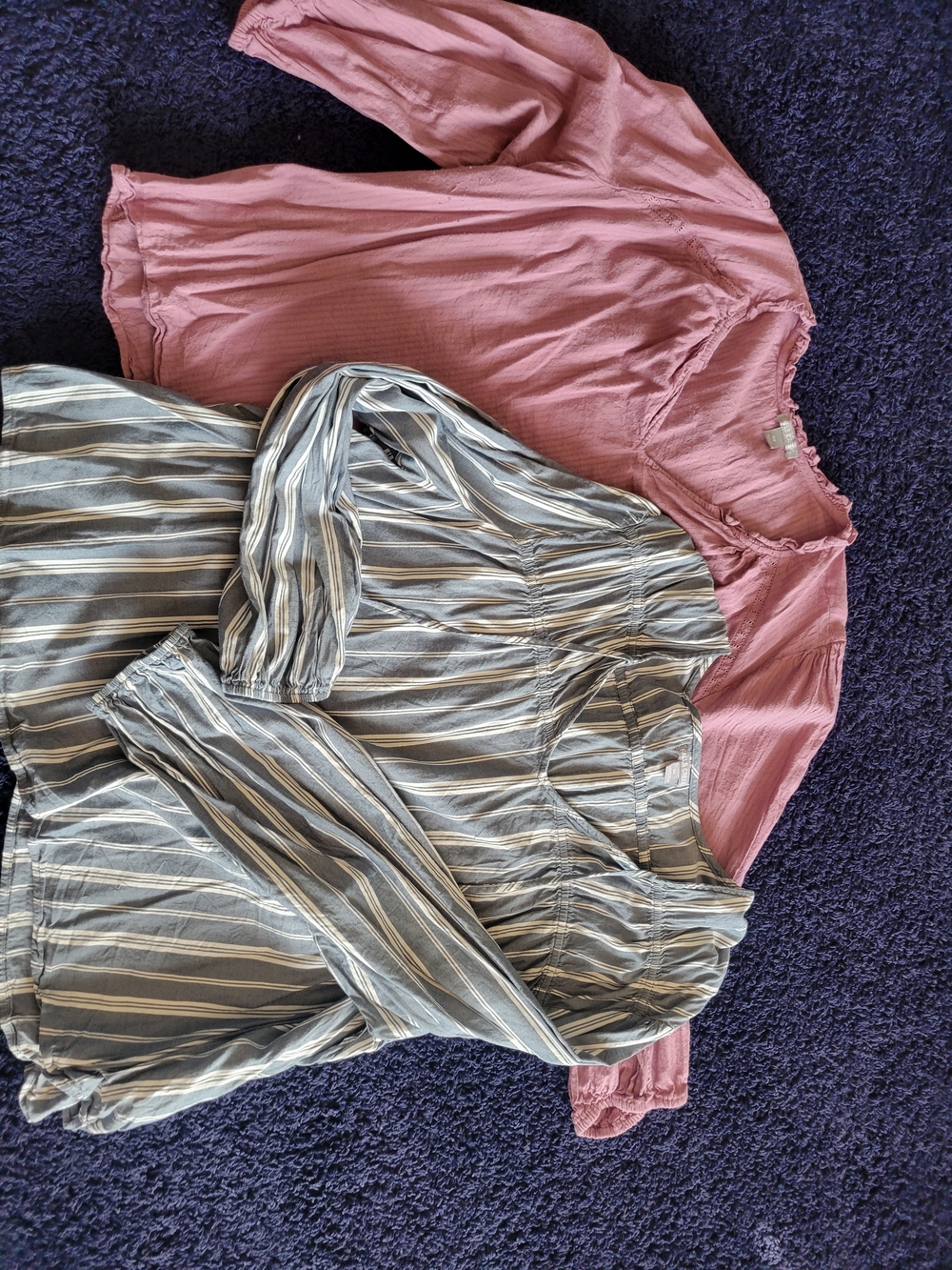 Falls Creek Mauve Phesant Blouse & Falls Creek Denim/White Striped Phesant Blous